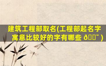 建筑工程部取名(工程部起名字寓意比较好的字有哪些 🐯 )